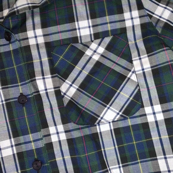 Orvis Women's Dark Green Plaid Button-Up Long-Sleeve Collar Shirt Size: 4 - Picture 4 of 12